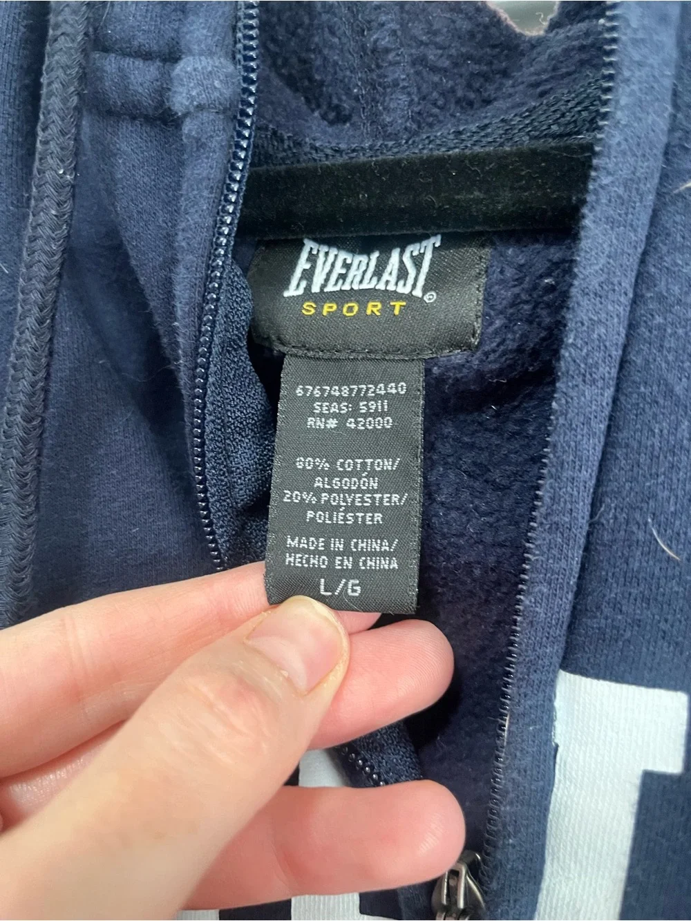 Navy Everlast zip up hoodie
